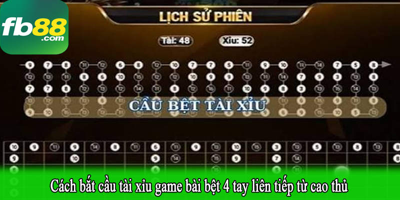 Cách bắt cầu tài xỉu game bài bệt 4 tay liên tiếp từ cao thủ